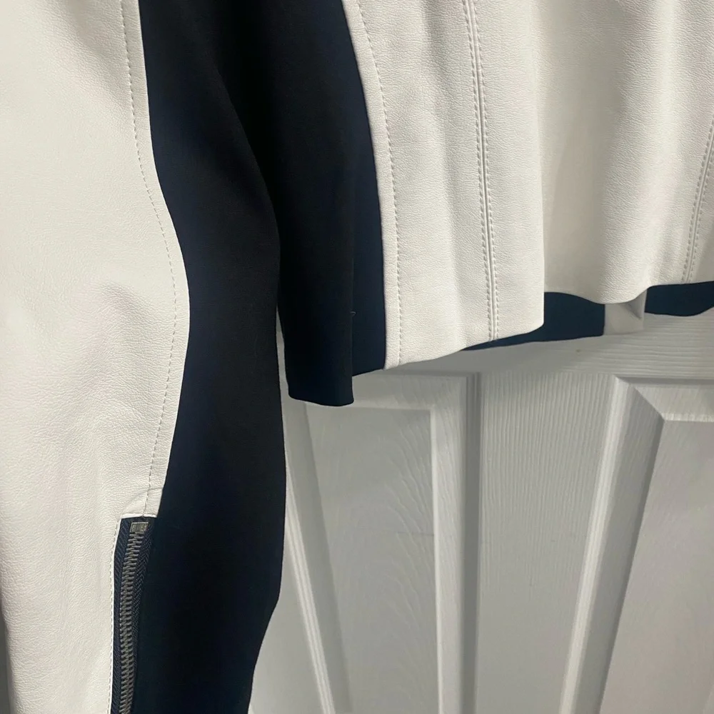 INC International Concepts Black and White Leather Jacket - Picture 6 of 8